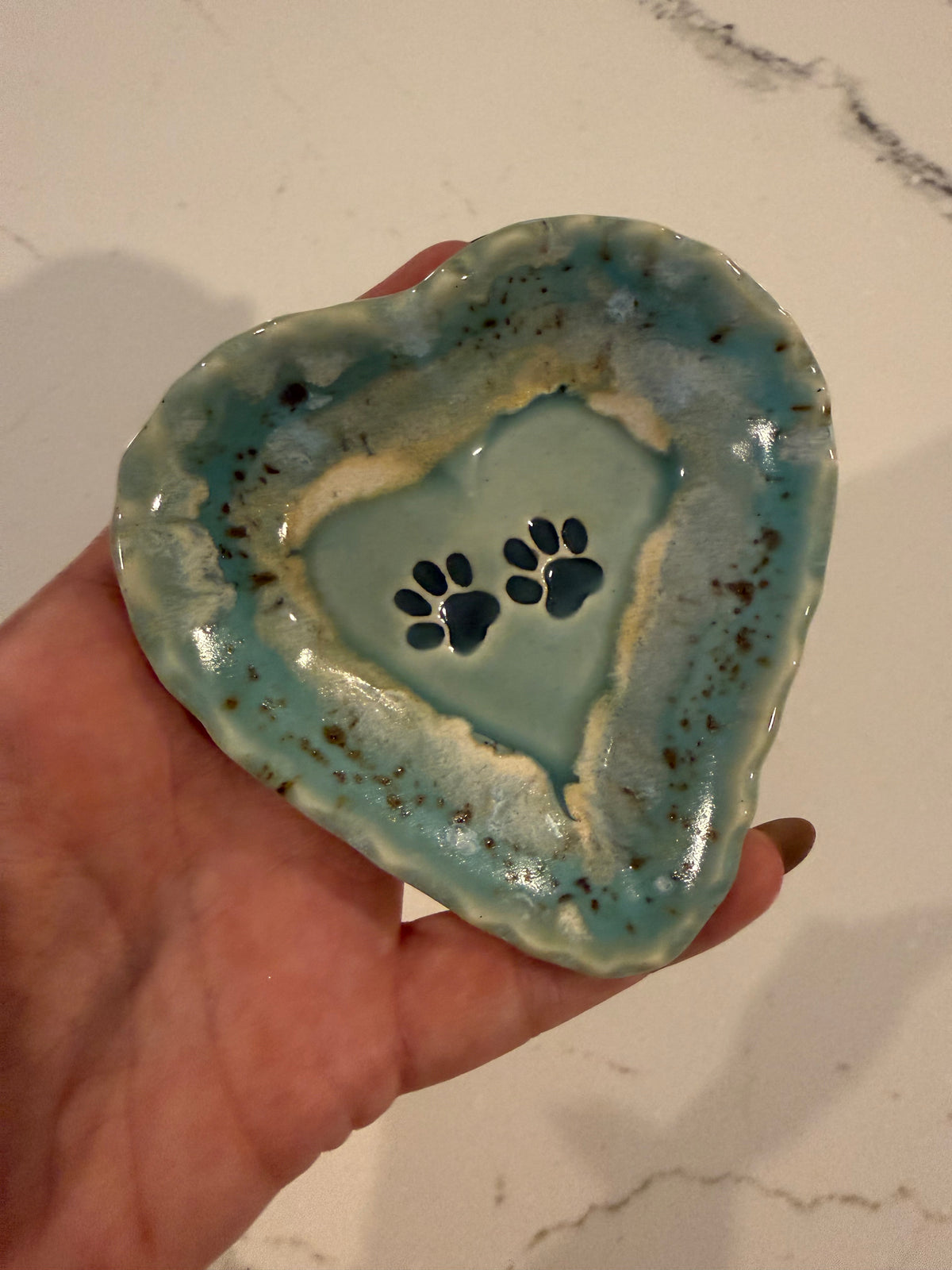 Aqua Paw Heart Trinket Dish