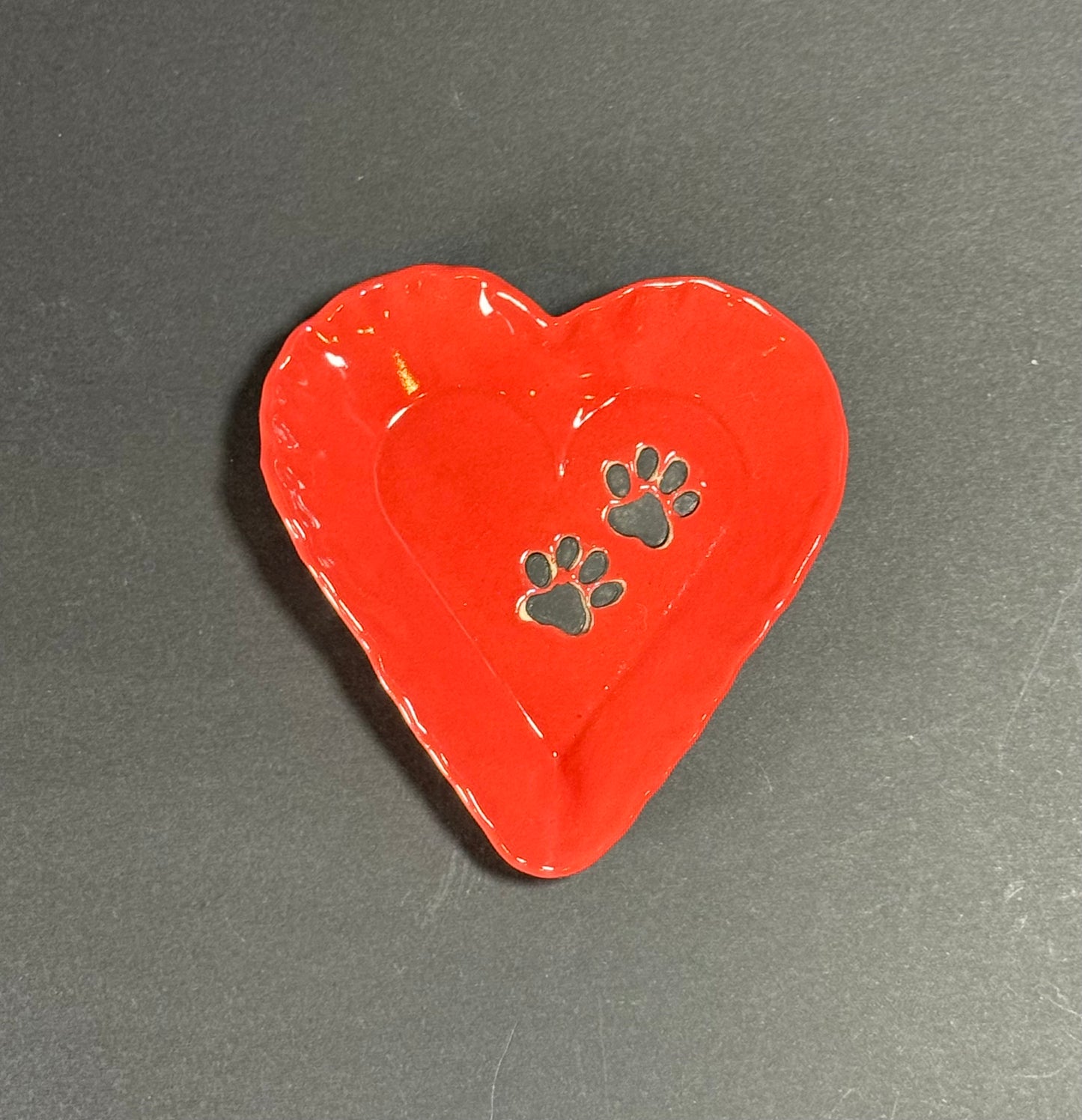 Paw Heart Trinket Bowl Red