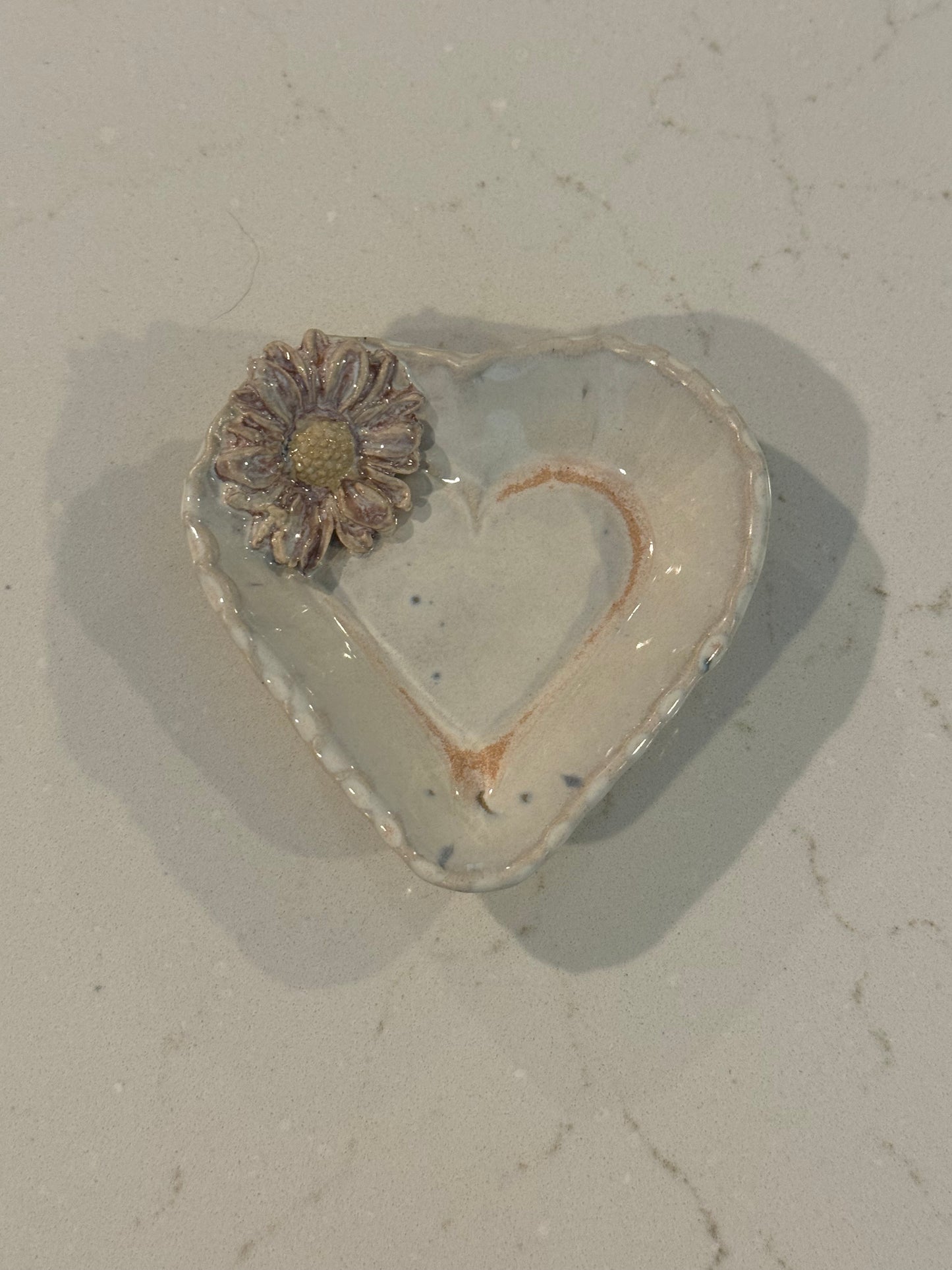 Purple Aster Heart Trinket Dish