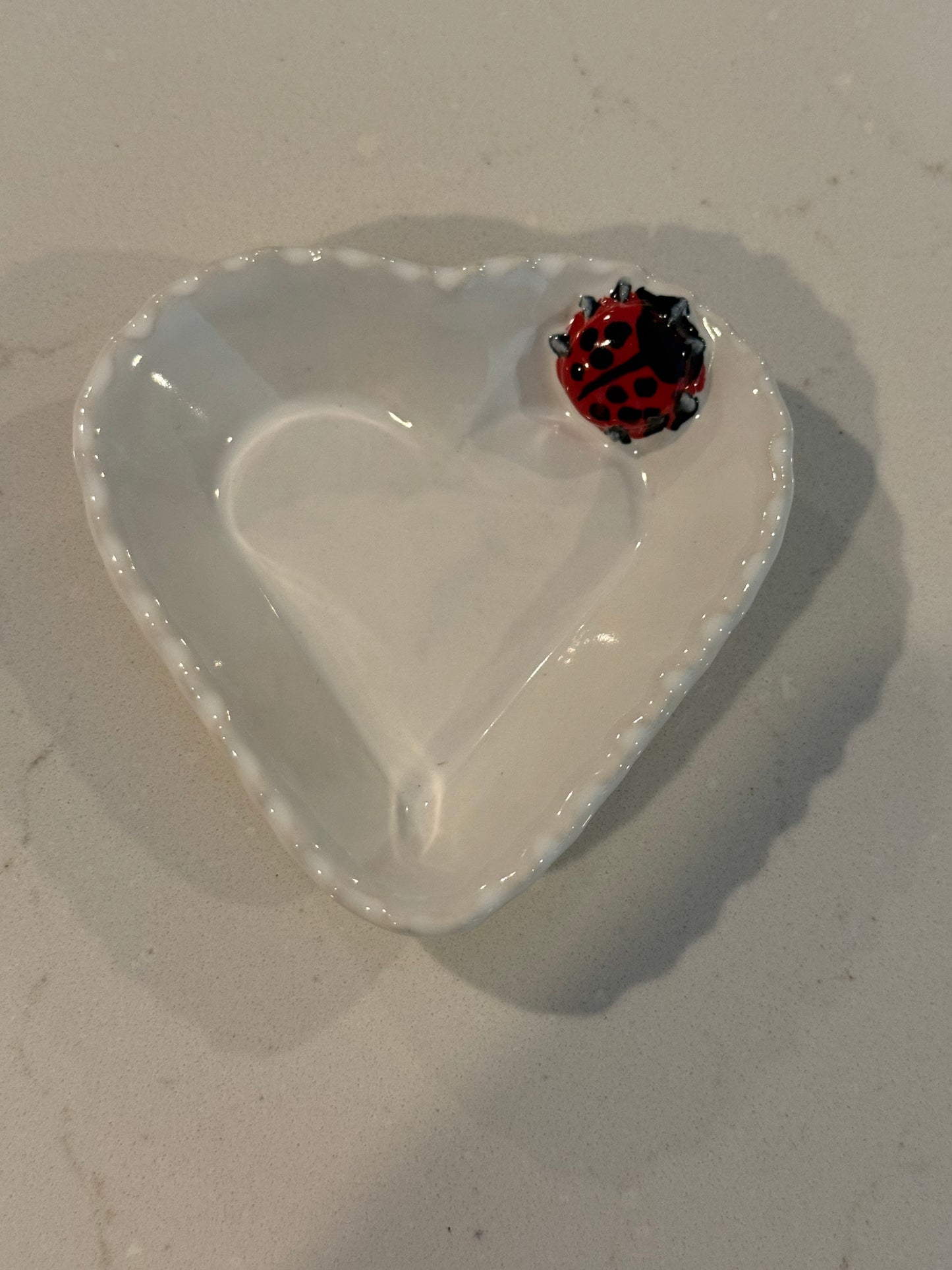 White Ladybug Trinket Dish
