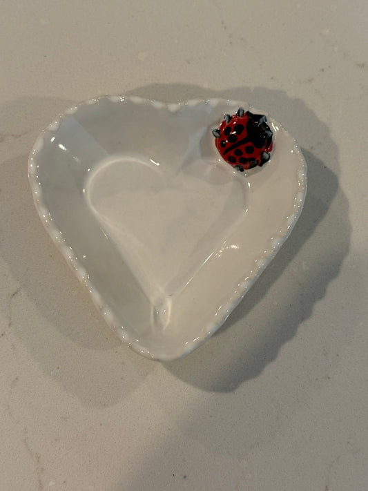 White Ladybug Trinket Dish