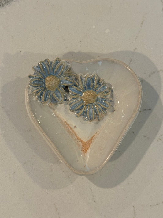 Blue Floral Heart Trinket Dish