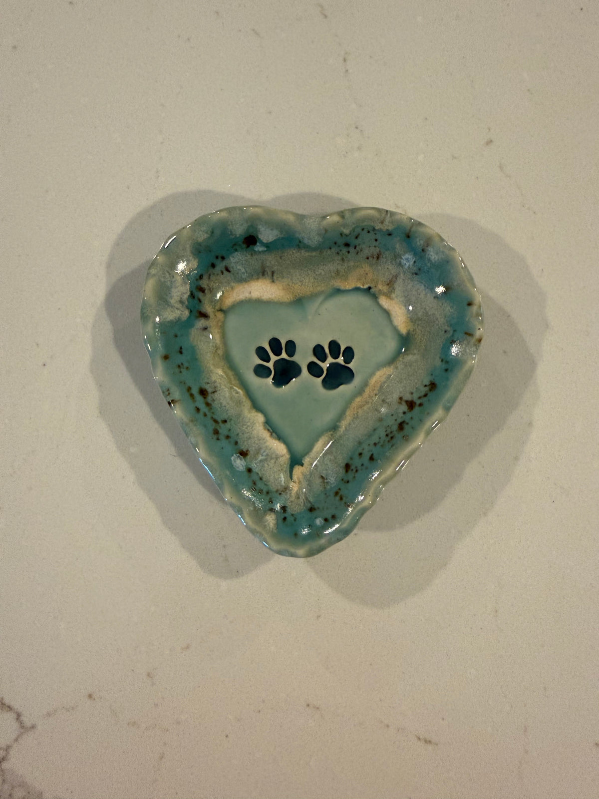 Aqua Paw Heart Trinket Dish