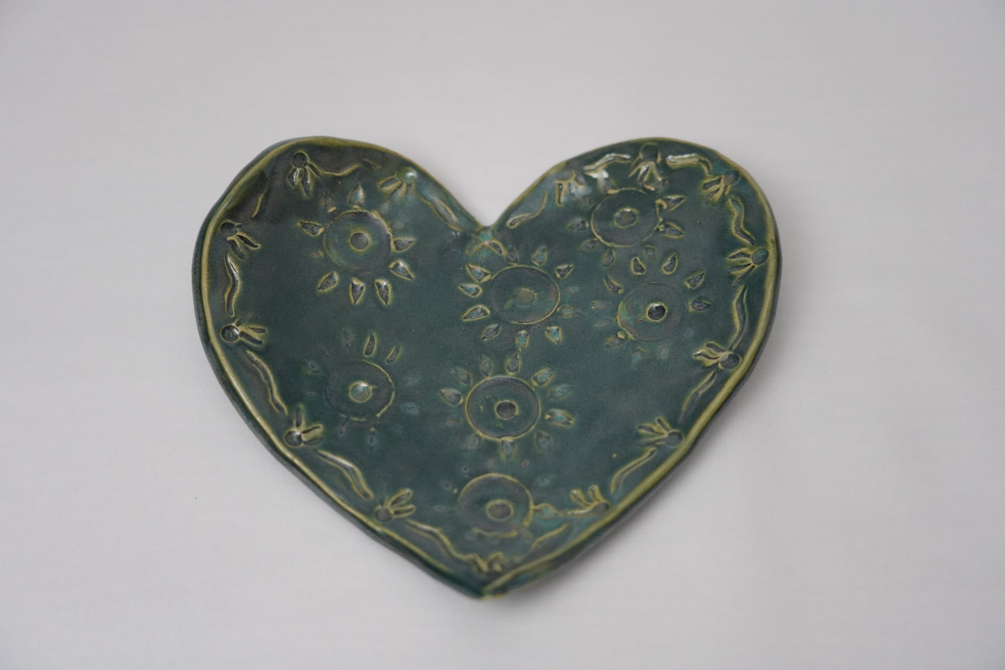 Metallic Green Heart Trinket Bowl