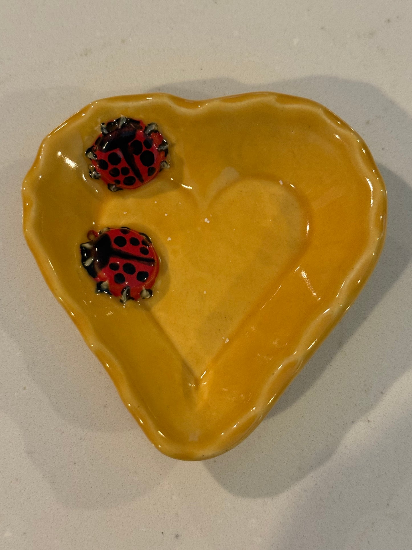 Yellow Ladybug Trinket Dish